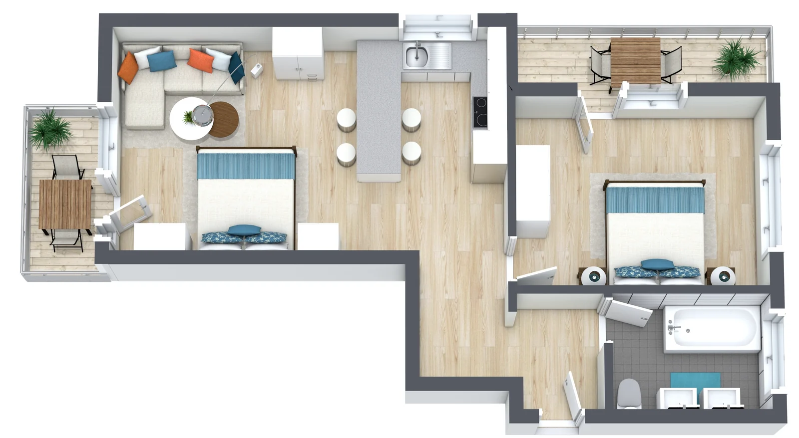 3D floor plan of apartment Breithorn