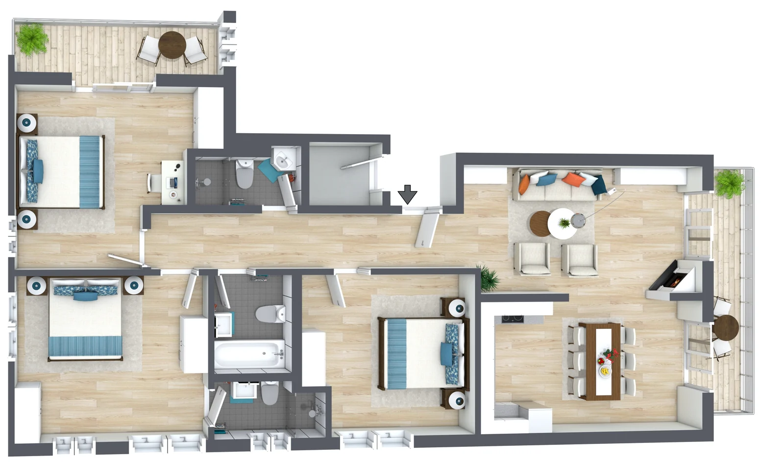 3D floor plan of apartment Castor