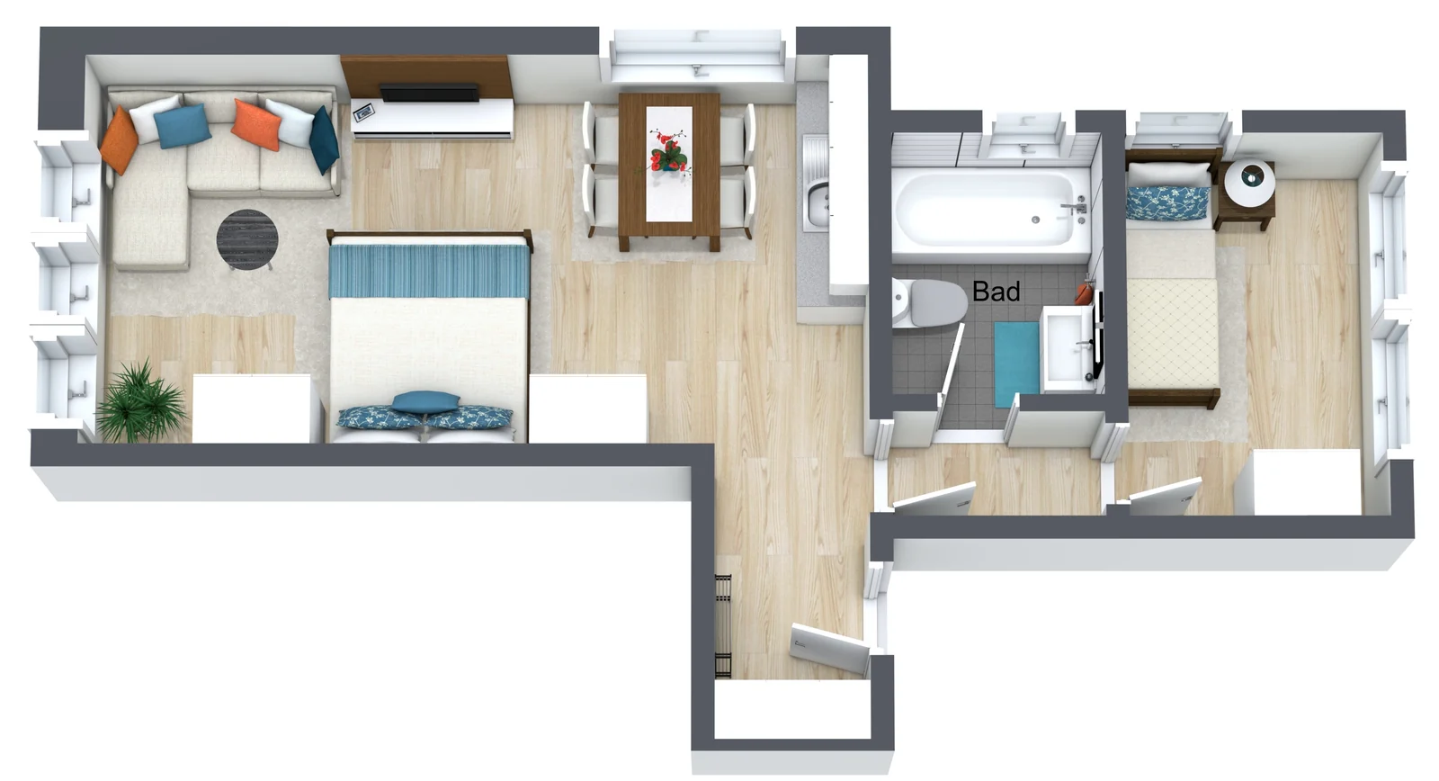 3D floor plan of apartment Dom