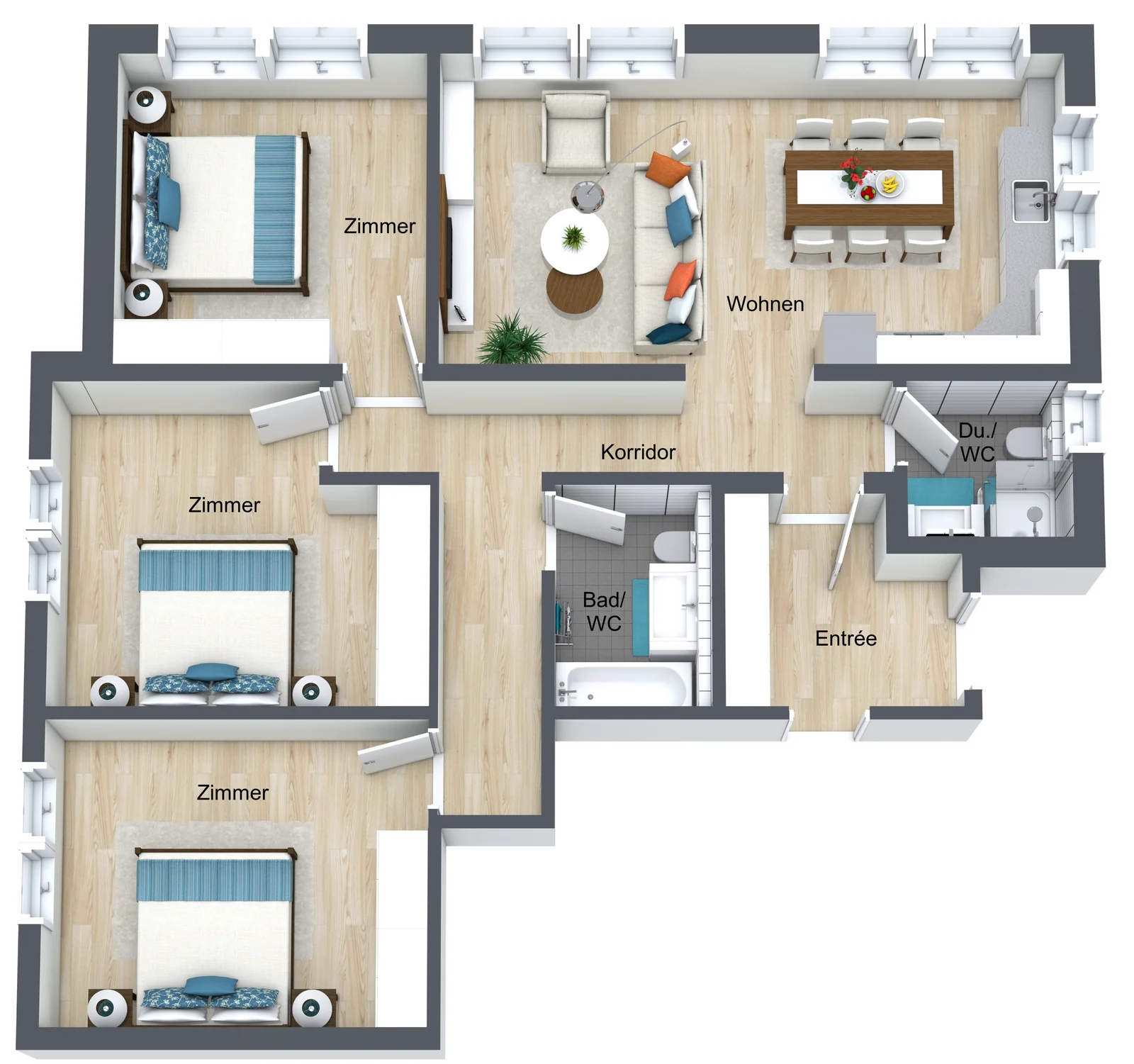 3D floor plan of apartment Monte Rosa