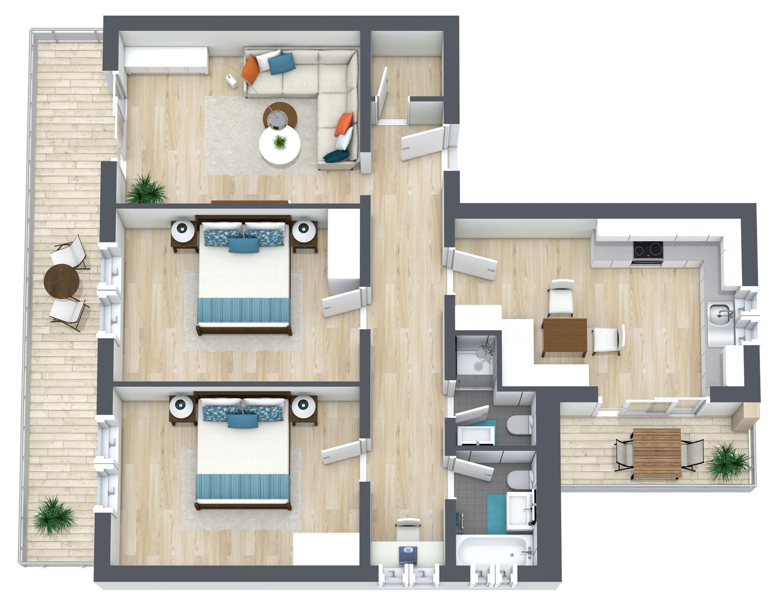 3D floor plan of apartment Pollux